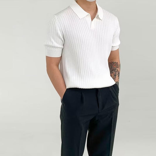 Fashion Polo Shirt Men's Solid Color Half Sleeve Top