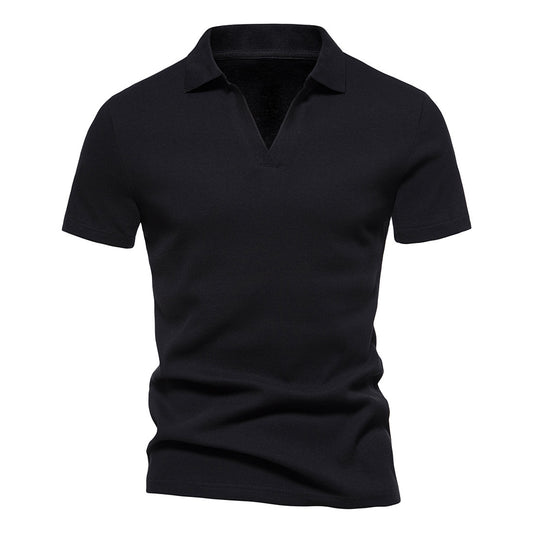 Henley Shirt Men's Short-sleeved T-shirt Henry Collar American Retro Men's Workout Top